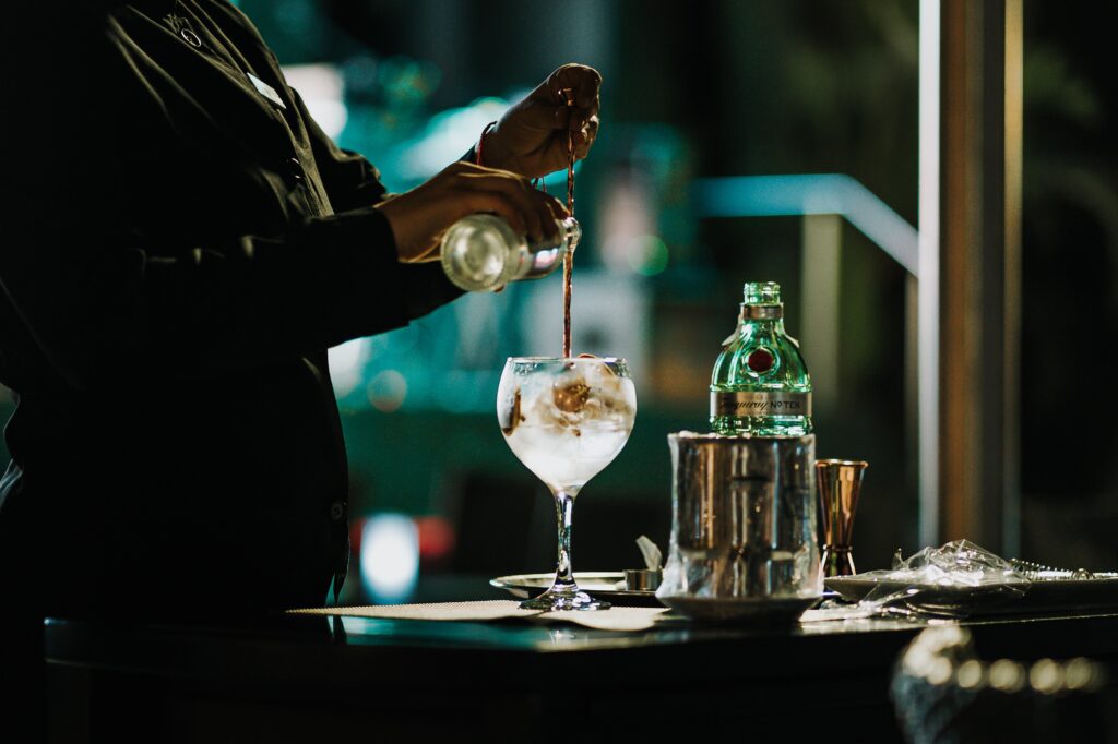 Pouring a cocktail